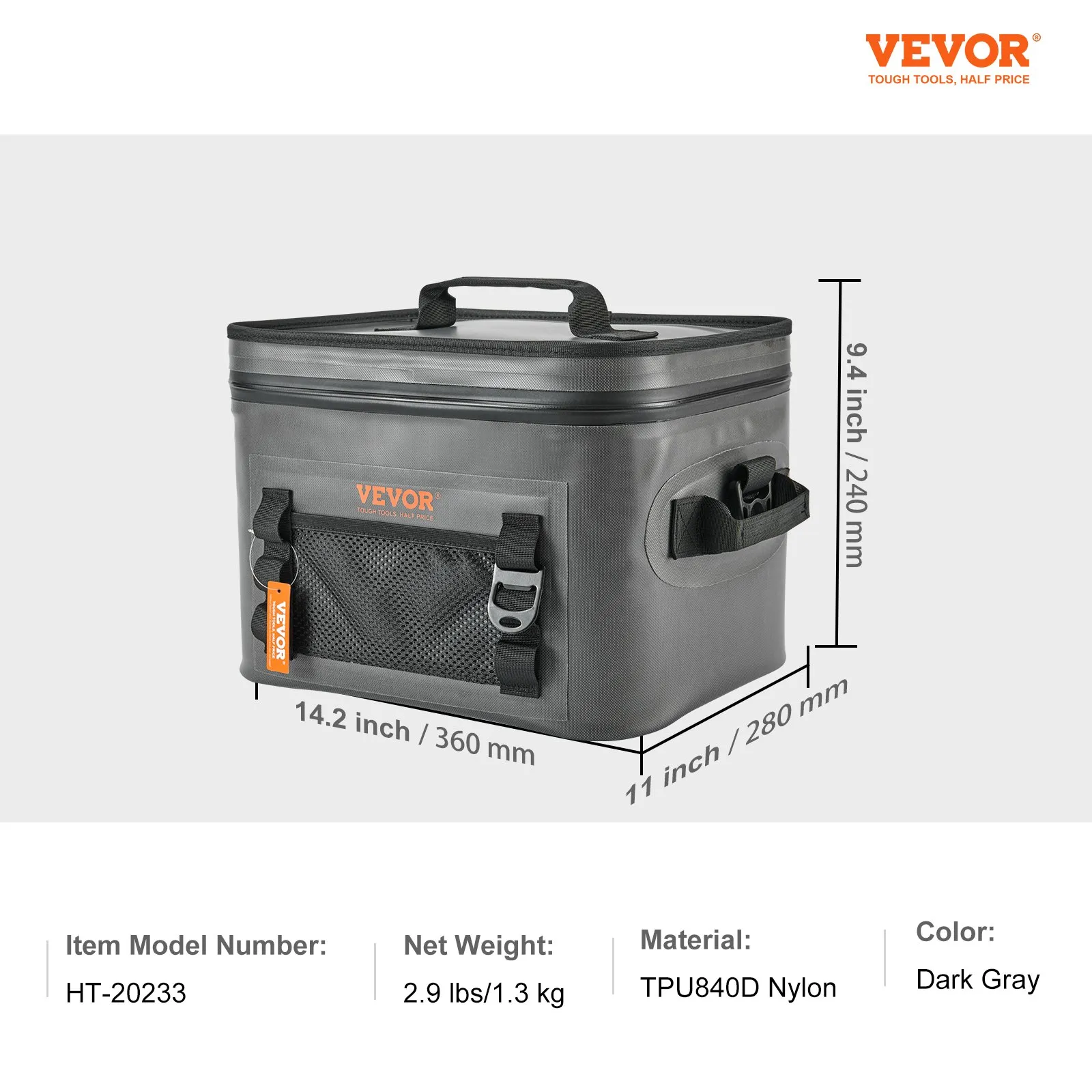 (FINAL PRICES ARE LOWER ON OUR SITE!) VEVOR Soft Cooler Bag, 16 Cans Soft Sided Cooler Bag Leakproof with Zipper, Waterproof Soft Cooler Insulated Bag, Lightweight & Portable Collapsible Cooler for Beach, Hiking, Picnic, Camping, Travel