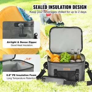 (FINAL PRICES ARE LOWER ON OUR SITE!) VEVOR Soft Cooler Bag, 16 Cans Soft Sided Cooler Bag Leakproof with Zipper, Waterproof Soft Cooler Insulated Bag, Lightweight & Portable Collapsible Cooler for Beach, Hiking, Picnic, Camping, Travel