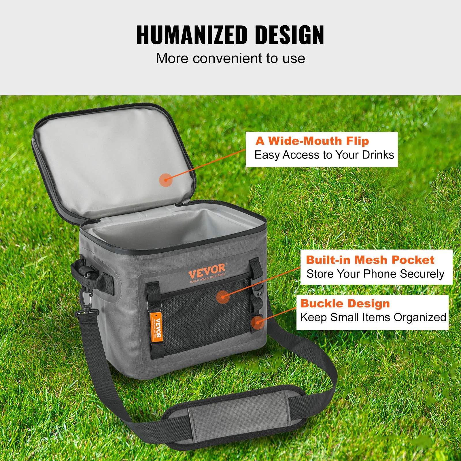 (FINAL PRICES ARE LOWER ON OUR SITE!) VEVOR Soft Cooler Bag, 24 Cans Soft Sided Cooler Bag Leakproof with Zipper, Waterproof Soft Cooler Insulated Bag, Lightweight & Portable Collapsible Cooler for Beach, Hiking, Picnic, Camping, Travel