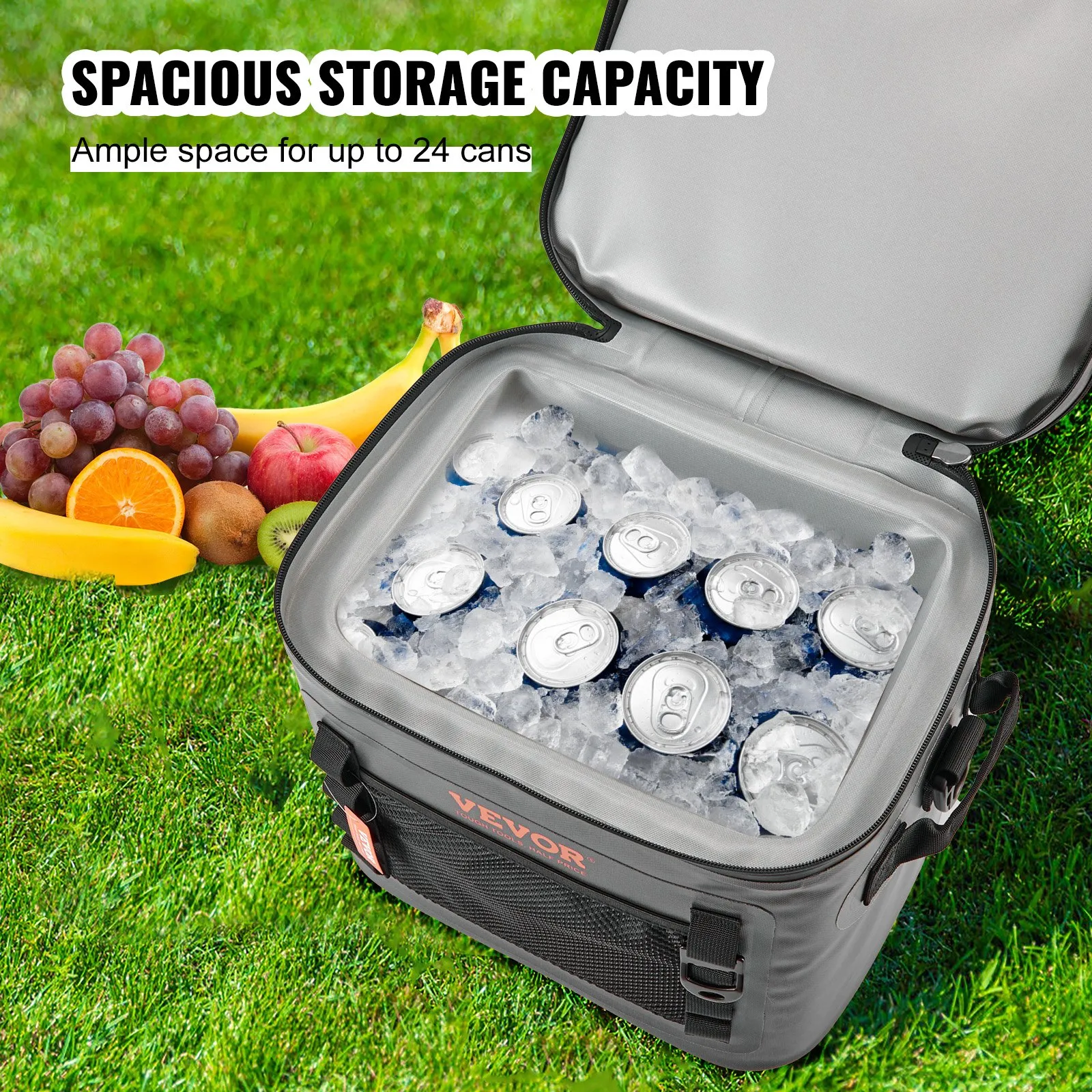(FINAL PRICES ARE LOWER ON OUR SITE!) VEVOR Soft Cooler Bag, 24 Cans Soft Sided Cooler Bag Leakproof with Zipper, Waterproof Soft Cooler Insulated Bag, Lightweight & Portable Collapsible Cooler for Beach, Hiking, Picnic, Camping, Travel