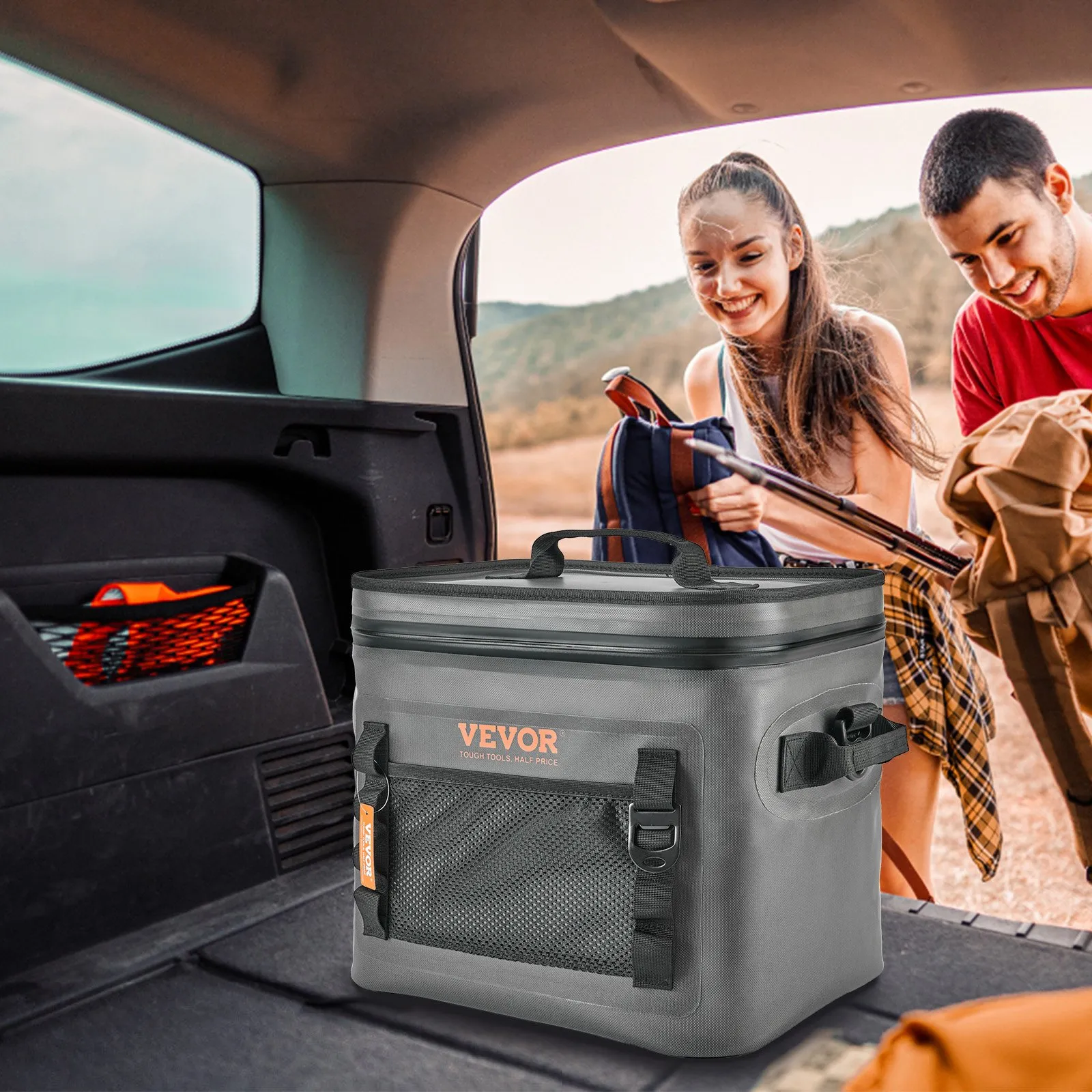 (FINAL PRICES ARE LOWER ON OUR SITE!) VEVOR Soft Cooler Bag, 24 Cans Soft Sided Cooler Bag Leakproof with Zipper, Waterproof Soft Cooler Insulated Bag, Lightweight & Portable Collapsible Cooler for Beach, Hiking, Picnic, Camping, Travel