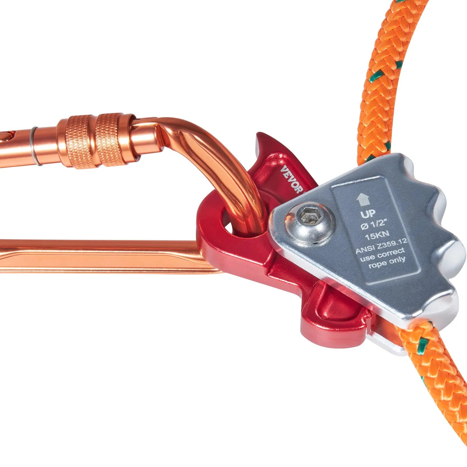 (FINAL PRICES ARE LOWER ON OUR SITE!) VEVOR Steel Core flipline, 1/2" x 8' Arborist Flipline, Flip Line for Tree Climbing with Alloy Steel Snap Hook, Aluminum Alloy Carabiner and Extra Tool Lanyard, for Arborist, Tree Climbers