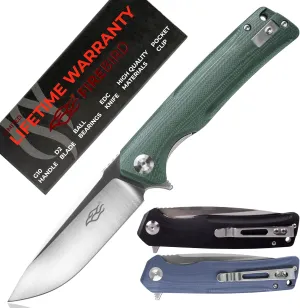 Firebird GANZO FH91-GB Ball Bearing Pocket Folding Knife D2 Steel Blade Ergonomic G10 Anti-Slip Handle with Clip Camping Fishing Hunting Outdoor Flipper EDC Pocket Knife (Green)