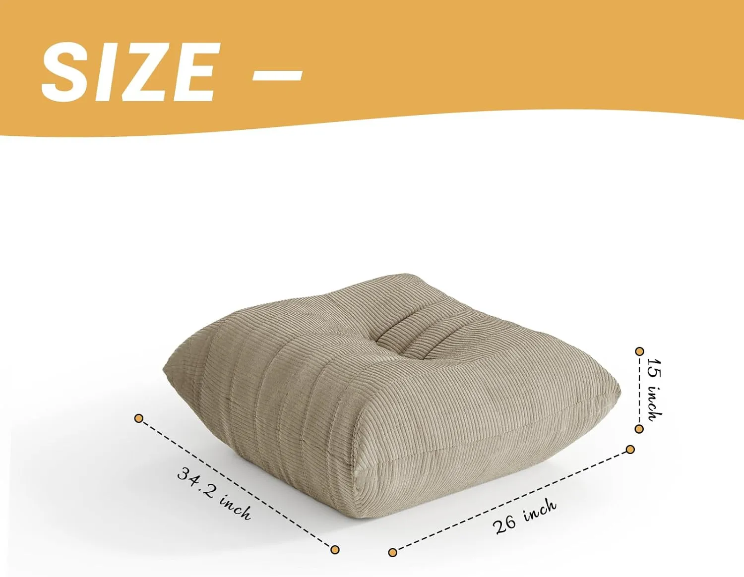 Fireside Chair Bean Bag Chair for Adults, Cozy Memory Foam Caterpillar Sofa Couch, Corner Relax Recliner Sofa, Armless Lazy Floor Sofa Couch Lounger Tatami Sofa for Living Room Bedroom Dorm Office