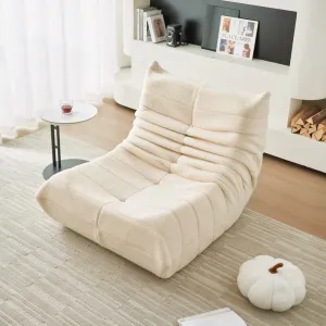 Fireside Chair, Modern Comfy Lambswool Bean Bag Chairs, Upholstered Lazy Floor Sofa Chair Relaxing Lounge Chair, Single Armless Lazy Corner Chair for Living Room, Bedroom, Office, Beige