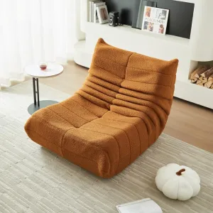 Fireside Chair, Modern Comfy Lambswool Bean Bag Chairs, Upholstered Lazy Floor Sofa Chair Relaxing Lounge Chair, Single Armless Lazy Corner Chair for Living Room, Bedroom, Office, Orange