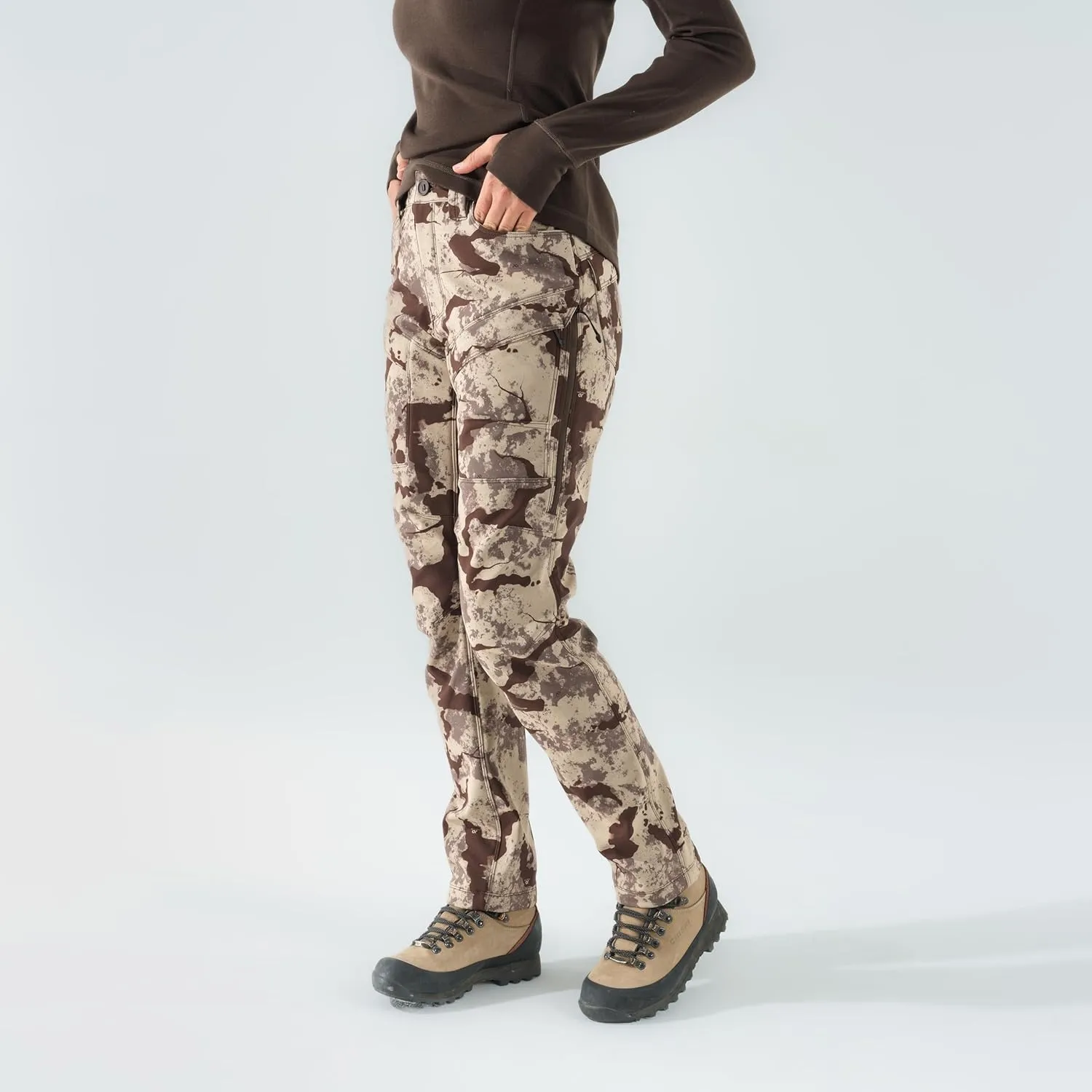 First Lite Women's 308 Lined Pant - Fleece-Lined Stretch Camo Hunting Pants with Hip Vents