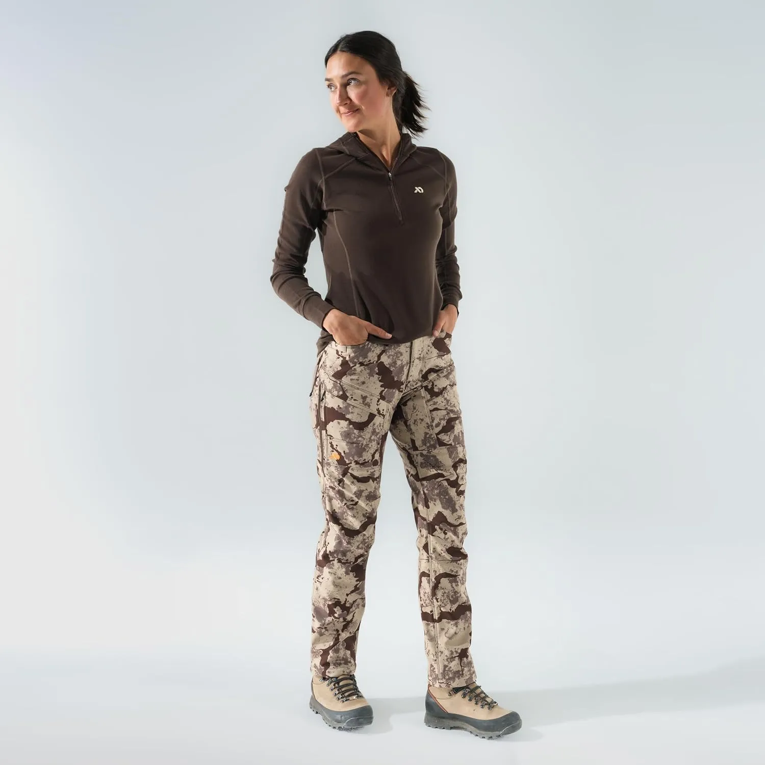 First Lite Women's 308 Lined Pant - Fleece-Lined Stretch Camo Hunting Pants with Hip Vents