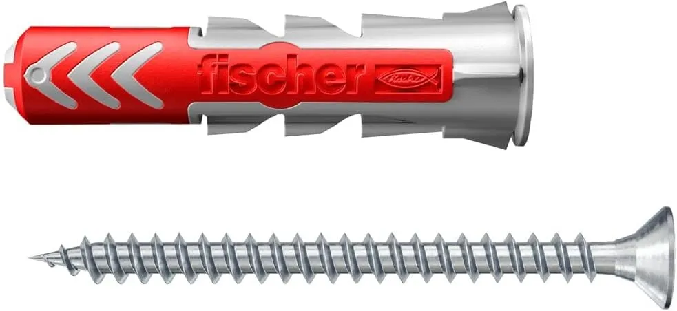 fischer DuoPower S, 50 Plugs&50 Screws Metric Version Powerful Universal Plug with Intelligent 2-Component Technology for Fastenings in Concrete, Bricks, Drywall, Chipboard (50, 5/16"x1-5/8" (8x40mm))