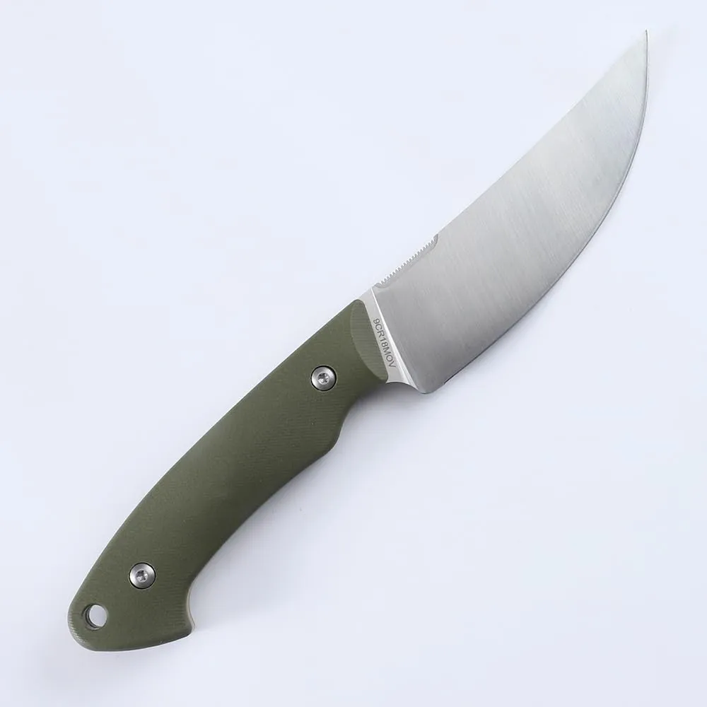 Fixed Blade Outdoor Knife Camping Fruit Knife Mountaineering Adventure With K Sheath (Green handle)