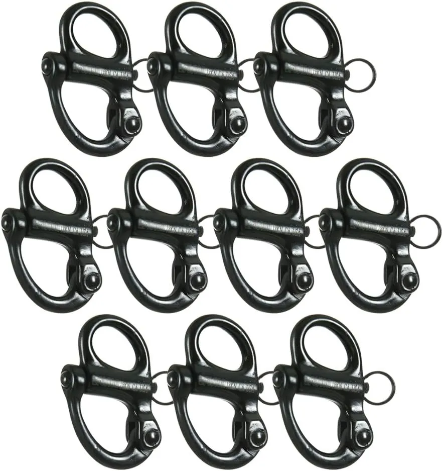 Fixed Snap Shackle 18KN (10-Pack) - Fusion Climb® Delta - Professional Sailing Rigging Fixed Snap Hook - Heavy Duty Steel - Quick Release Snap Shackle for Rope, Sailing, Rigging - OSHA ANSI Compliant