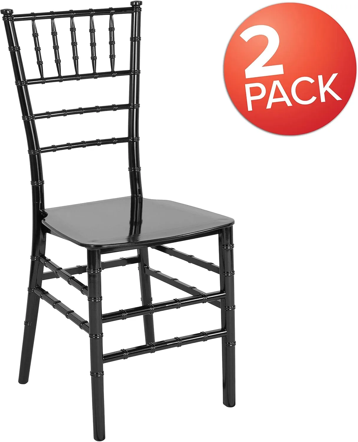 Flash Furniture 2 Pack HERCULES Series Black Resin Stacking Chiavari Chair