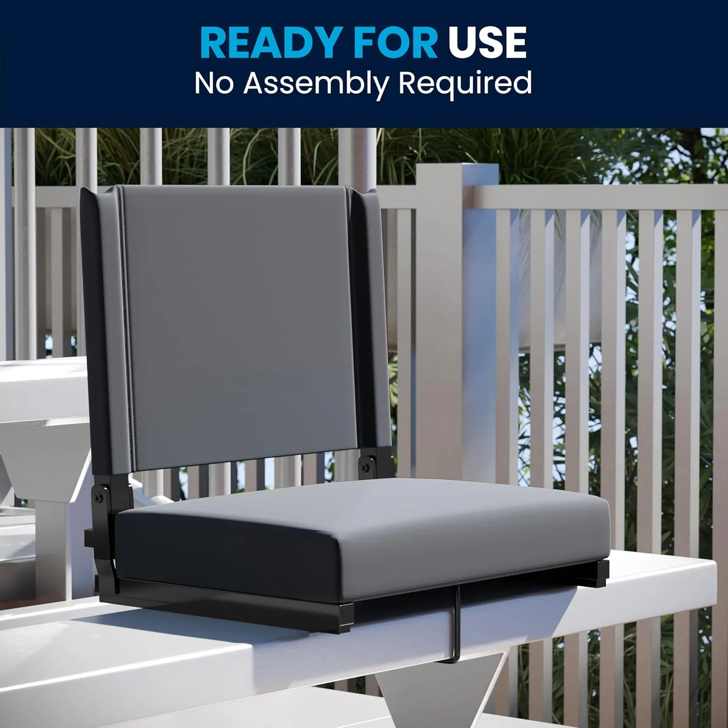 Flash Furniture Grandstand Portable Stadium Seats for Bleachers or Benches, Folding Padded Stadium Chairs with Handle, Pack of 2, 500 lb. Weight Capacity, Gray