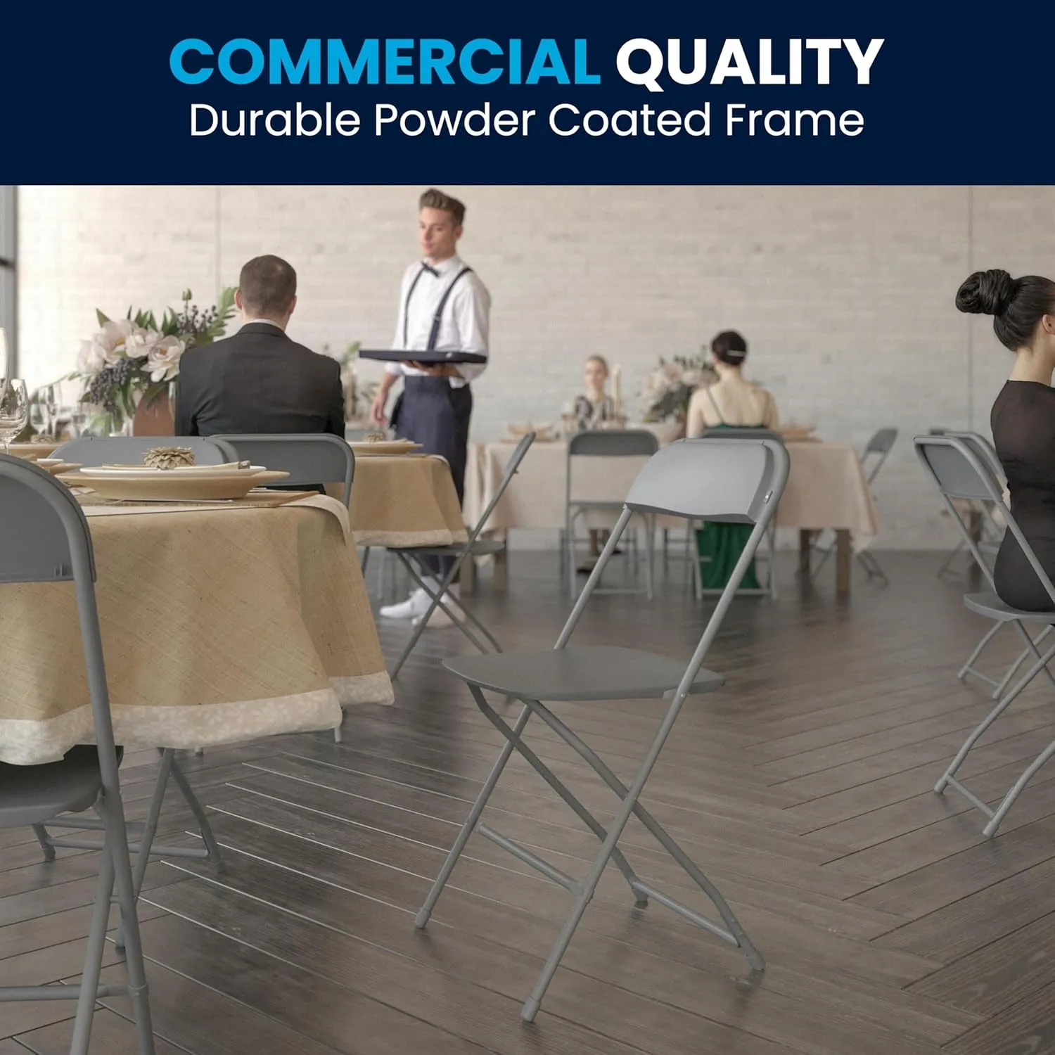 Flash Furniture Hercules Series Plastic Folding Chair - Grey - 6 Pack 650LB Weight Capacity Comfortable Event Chair-Lightweight Folding Chair