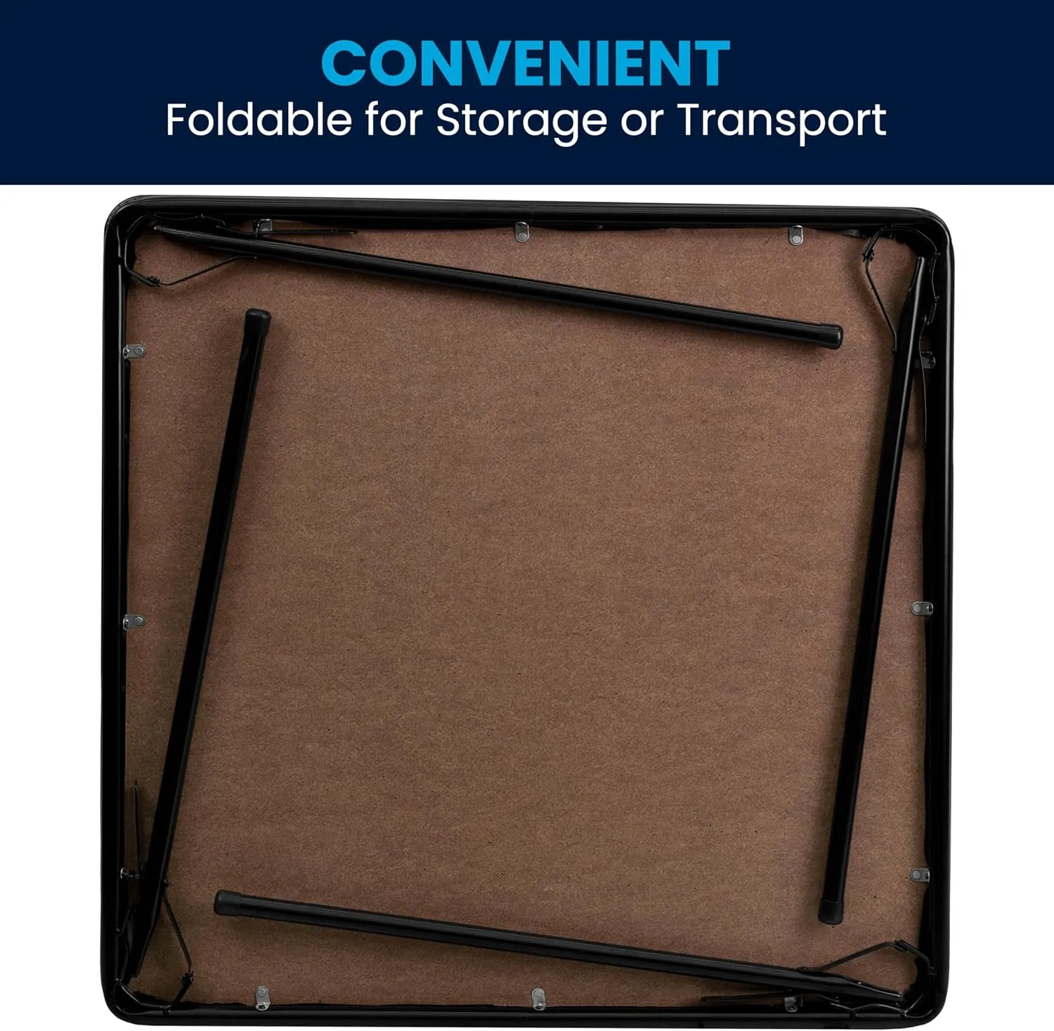 Flash Furniture Madelyn 33.5" Square Folding Multipurpose Card Table with Padded Vinyl Top, Portable Folding Game Table for 4 Players, Black