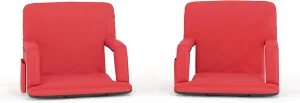 Flash Furniture Malta Portable Stadium Seats for Bleachers or Benches, Padded Stadium Chairs with Backpack Straps and Storage, Pack of 2, 265 lb. Weight Capacity, Red
