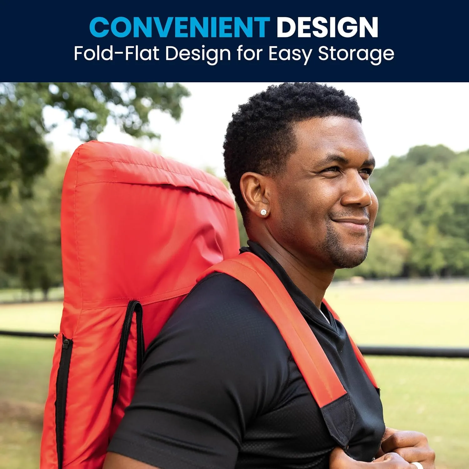 Flash Furniture Malta Portable Stadium Seats for Bleachers or Benches, Padded Stadium Chairs with Backpack Straps and Storage, Pack of 2, 265 lb. Weight Capacity, Red