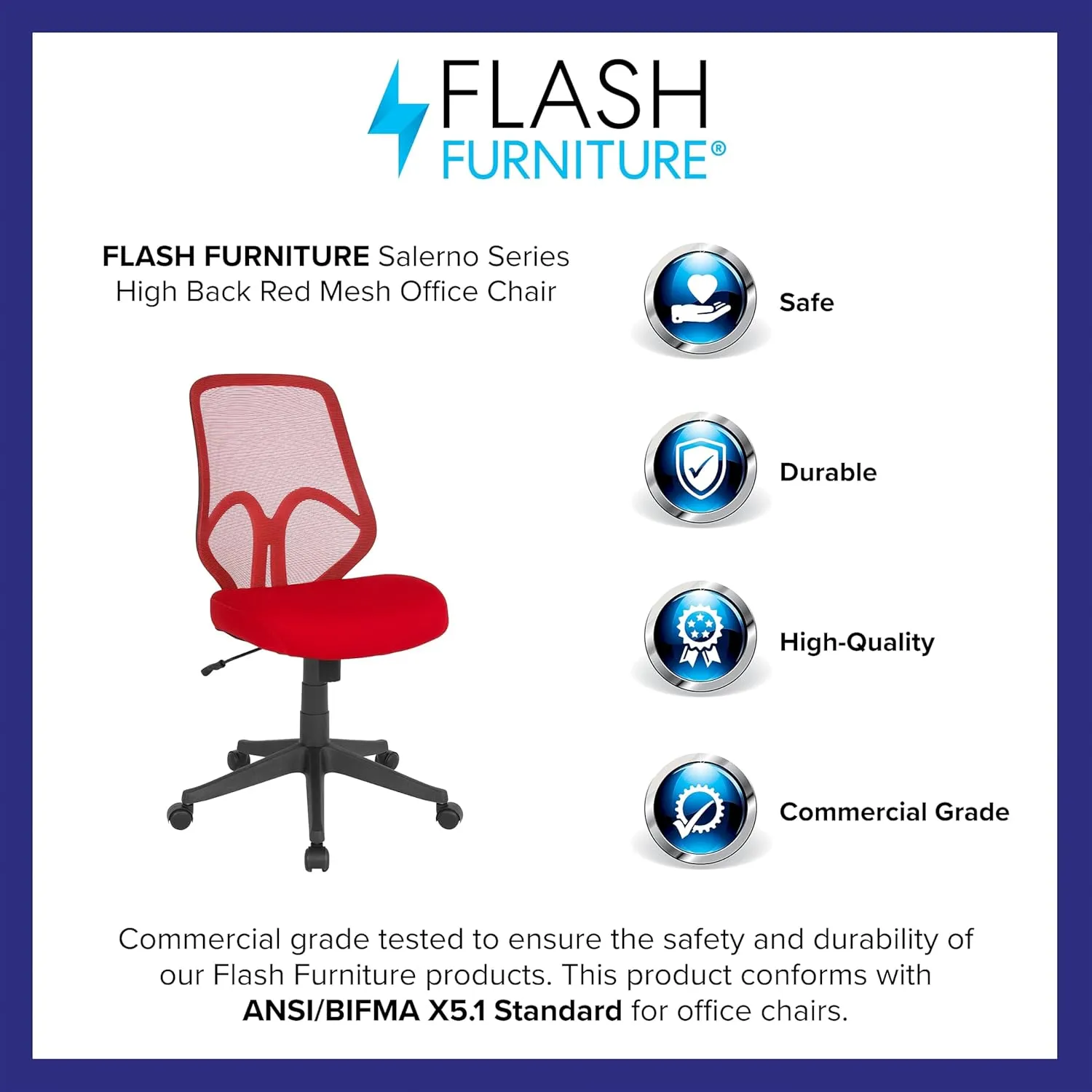 Flash Furniture Salerno Series High Back Red Mesh Office Chair