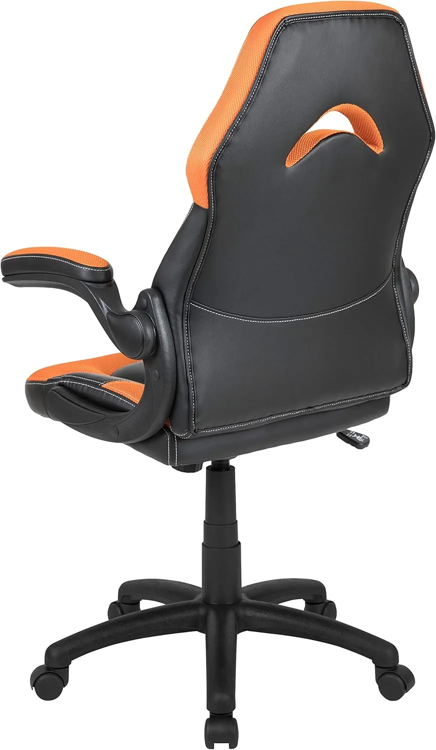 Flash Furniture X10 High-Back LeatherSoft Racing Style Gaming Chair with Flip-Up Arms, Ergonomic Padded Swivel Computer Chair, Orange/Black