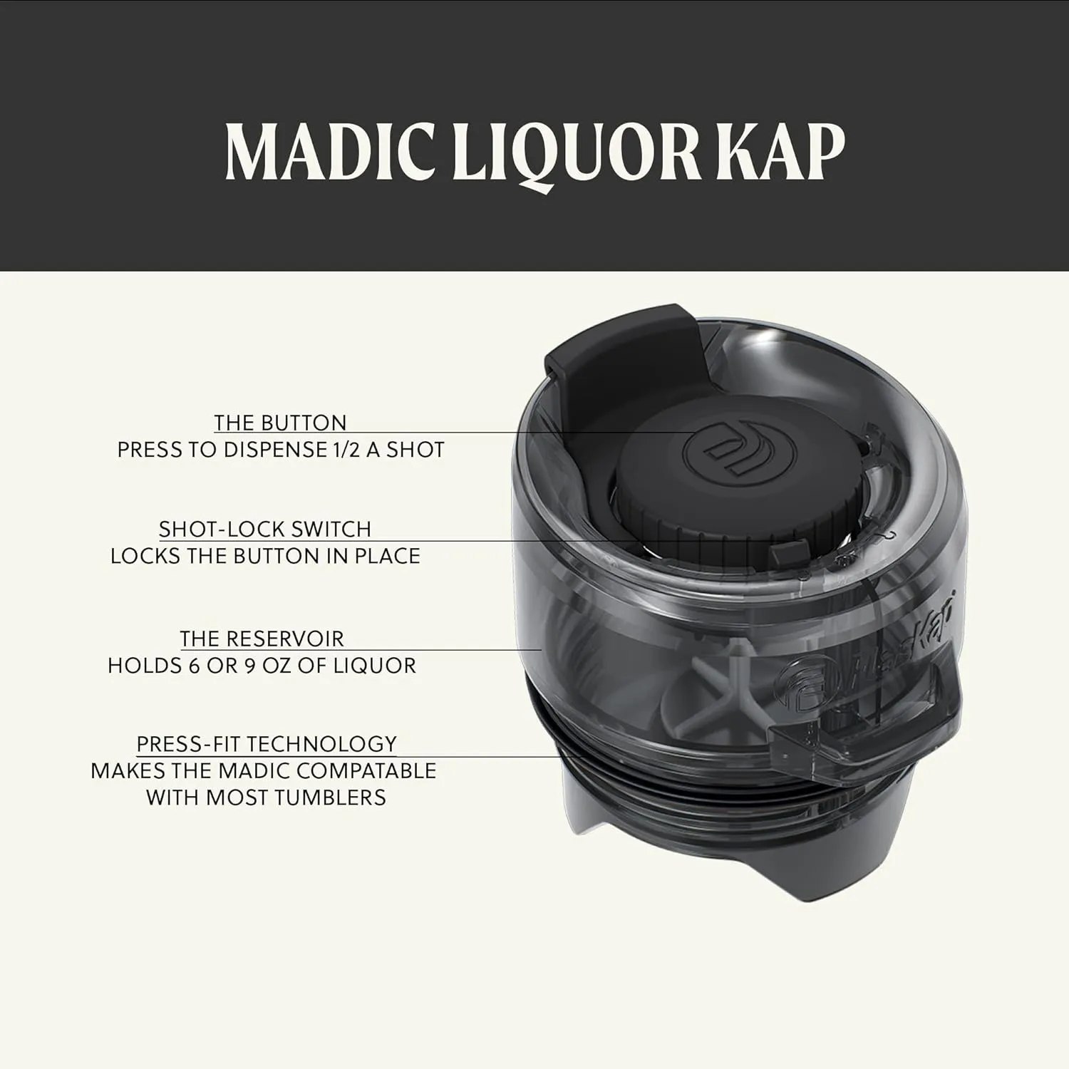 FlasKap Madic 9oz Drinking System: Compatible with Most 30oz Tumblers, Mixed Drink Well Attachment, Leak Proof Lid