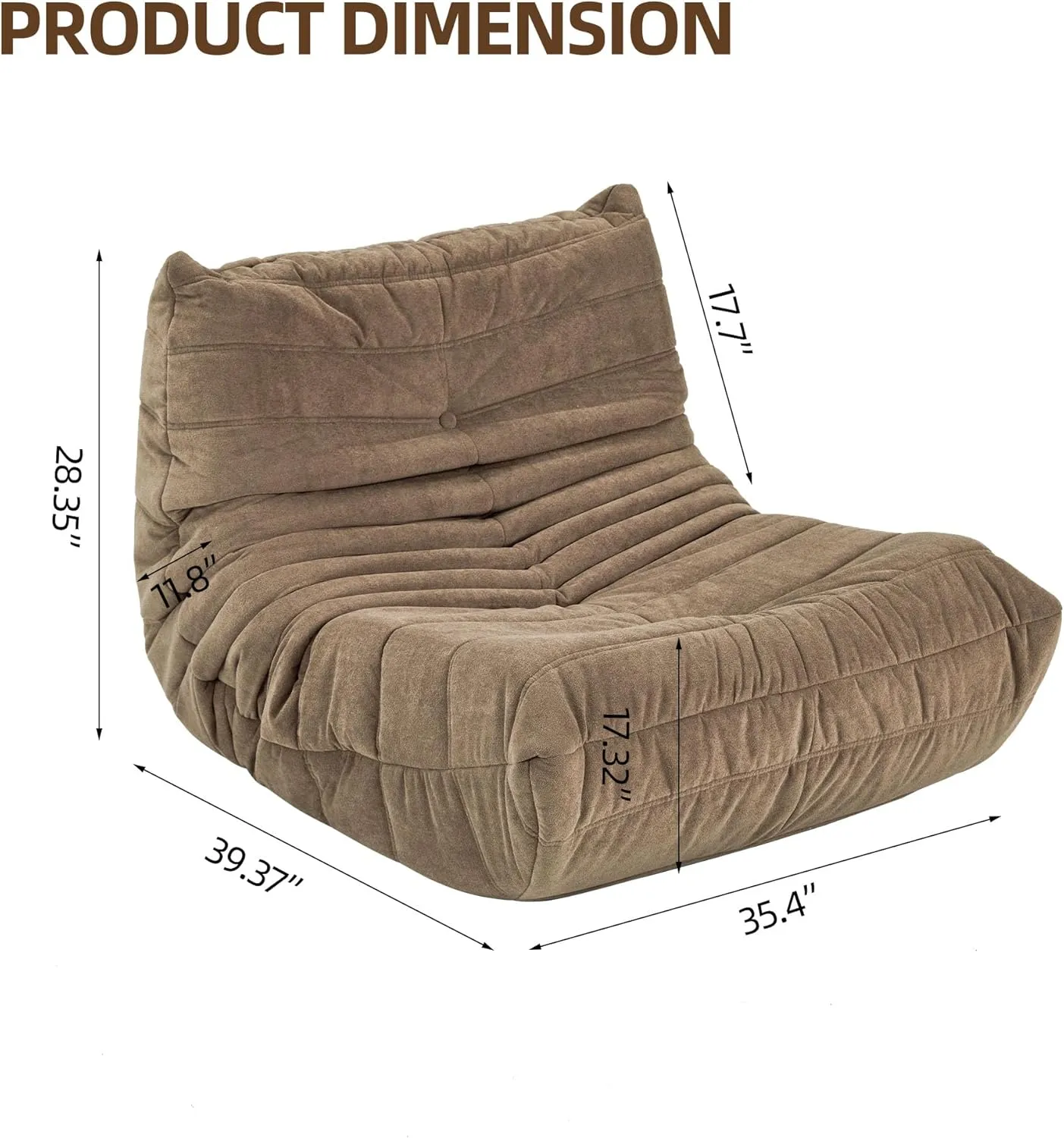 Floor Sofa Bean Bag Chair for Adults Fireside Bean Bag Lounger Memory Foam Chair for Home, Office, Apartment or Gaming Venue