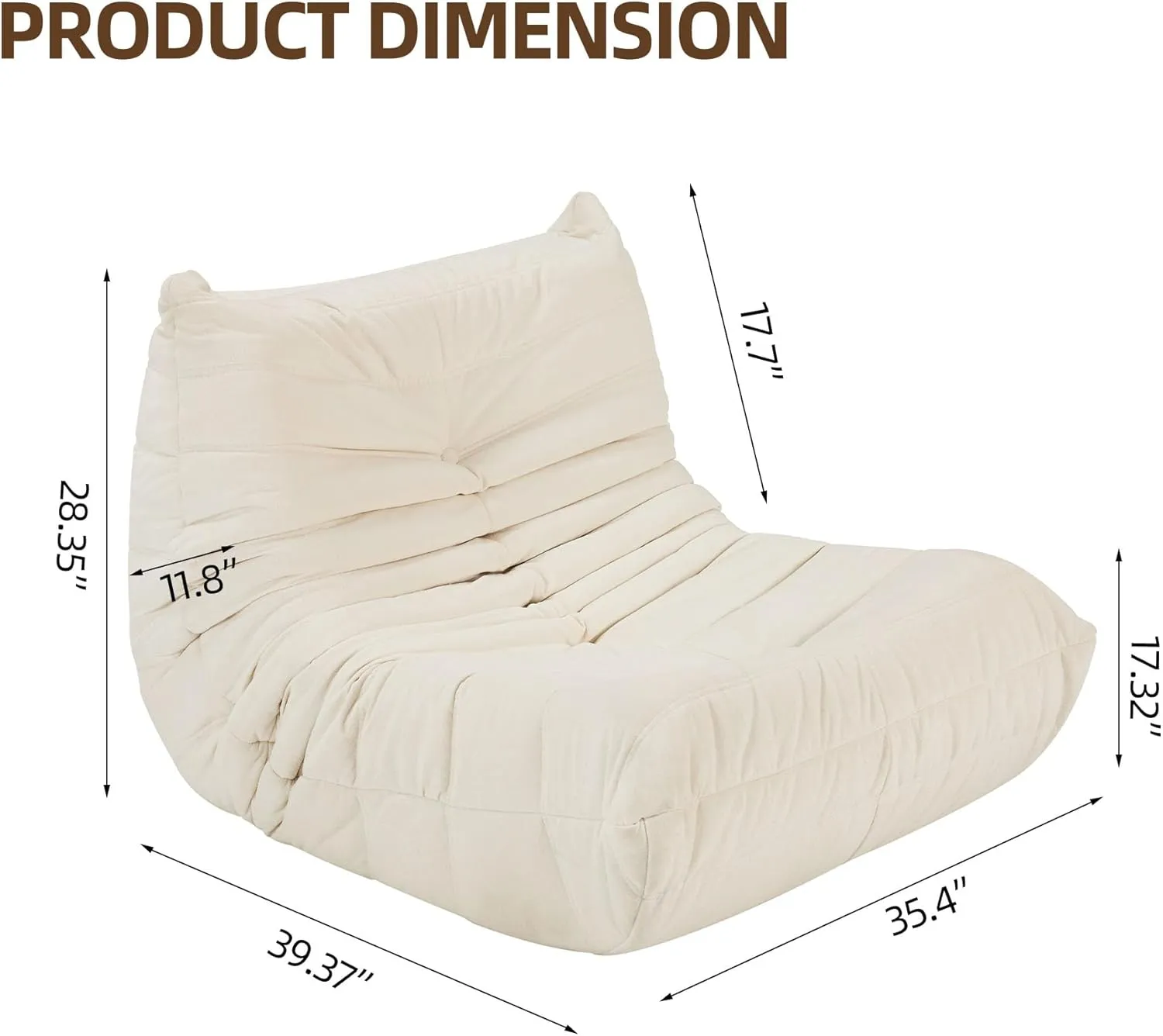 Floor Sofa Bean Bag Chair for Adults Fireside Bean Bag Lounger Memory Foam Chair for Home, Office, Apartment or Gaming Venue
