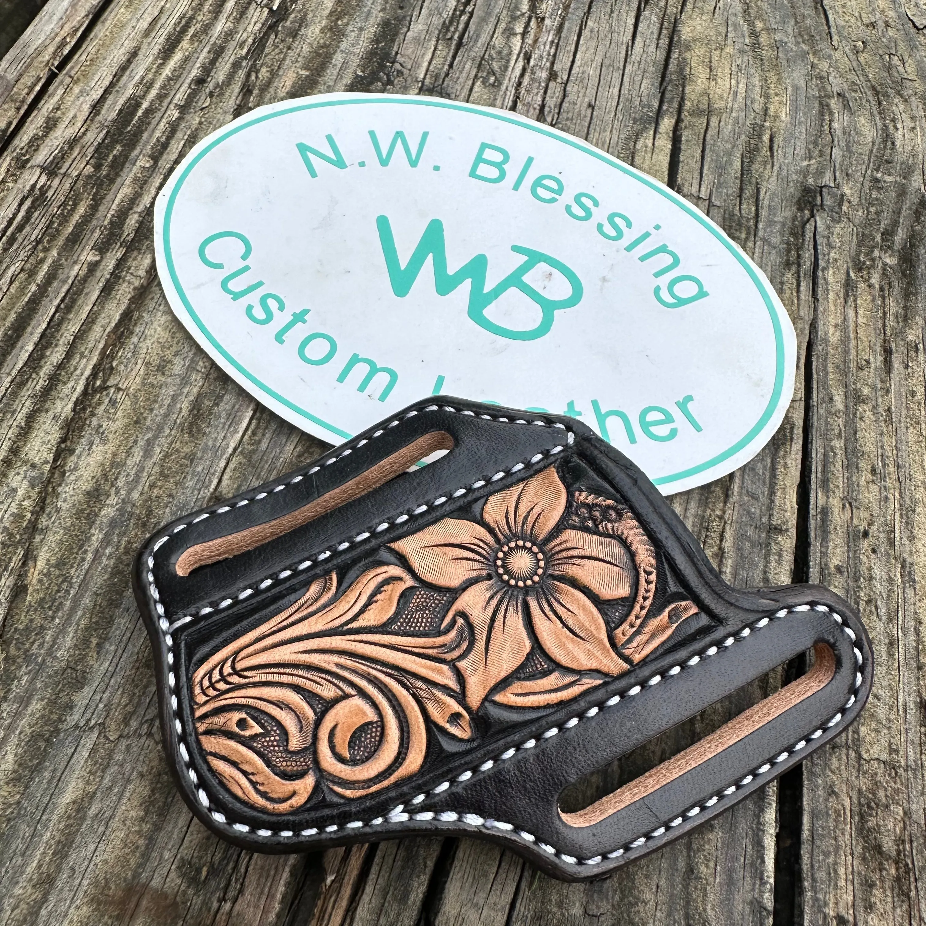 Floral Carved Folding Knife Sheath