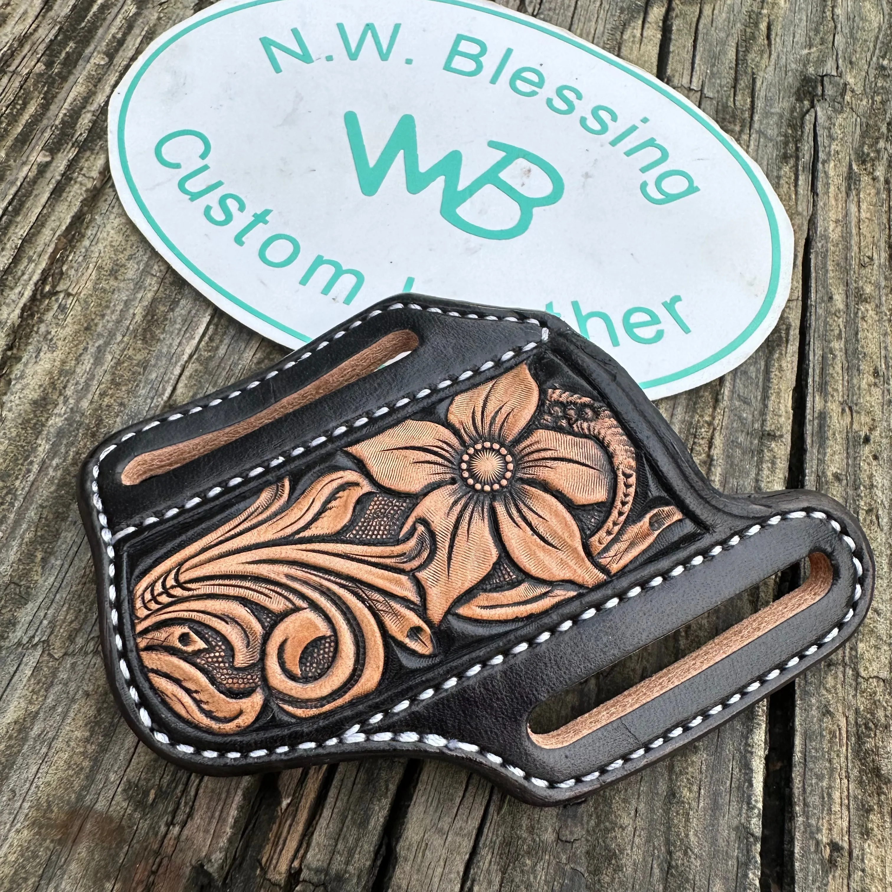 Floral Carved Folding Knife Sheath