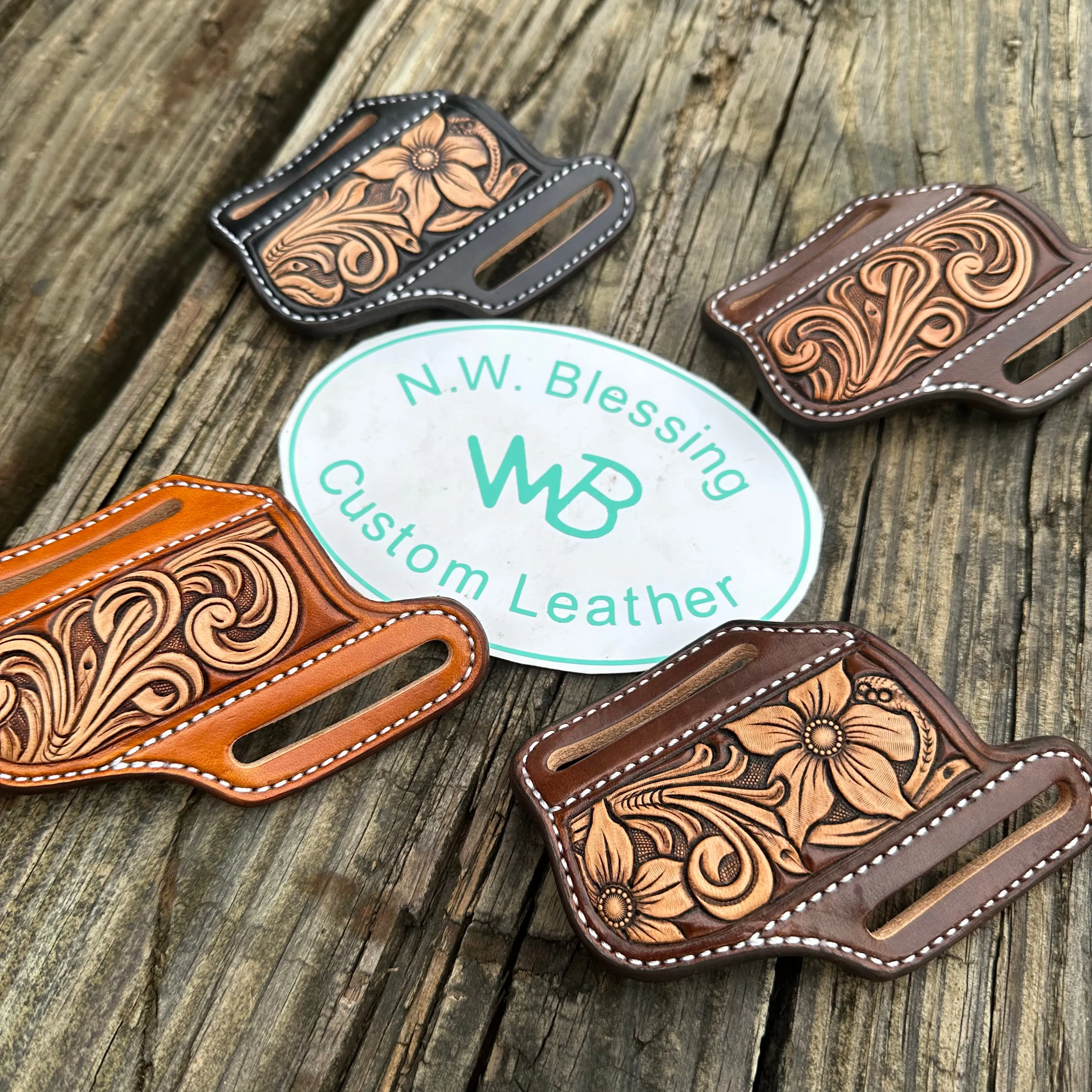 Floral Carved Folding Knife Sheath