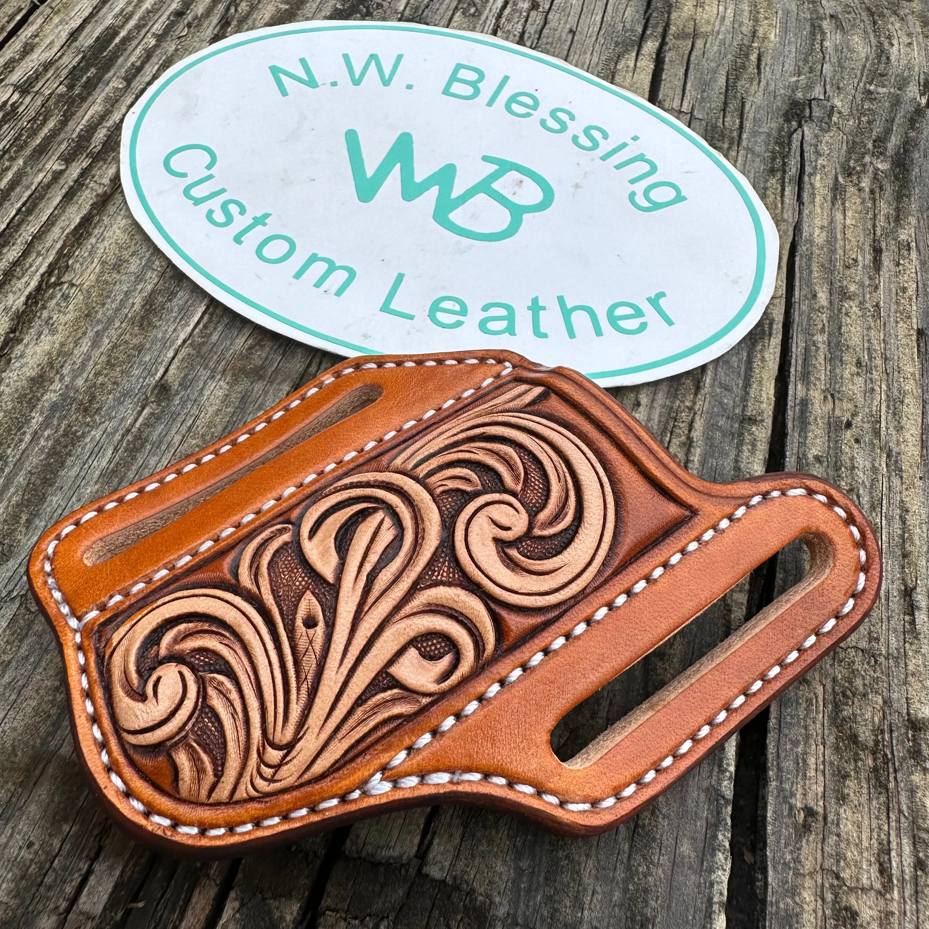 Floral Carved Folding Knife Sheath