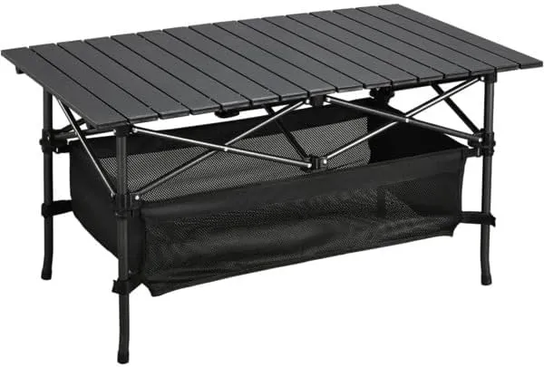 Foldable Camping Table, Portable Aluminum Folding Camp Table That Fold Up Lightweight, Grill Beach Table for Outdoor, Backyard, BBQ, Party, Patio, Picnic (Black)