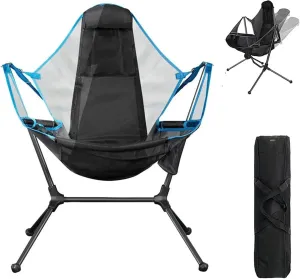 Foldable Hammock Moon Chair with Adjustable Backrest- Ultra Lightweight Portable Camping Chair for Outdoor, Beach, Picnic | 150kg Capacity, Quick Setup (Blue)