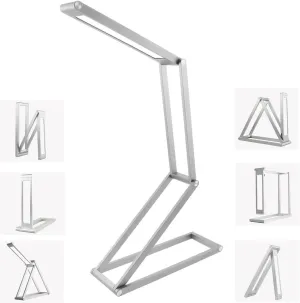 Foldable LED Desk Light, Slim Portable Rechargeable USB Table Light, Eye-Caring Aluminium Alloy Table Lamps,for Home, Reading, Studying, Work, Travel (Silver)