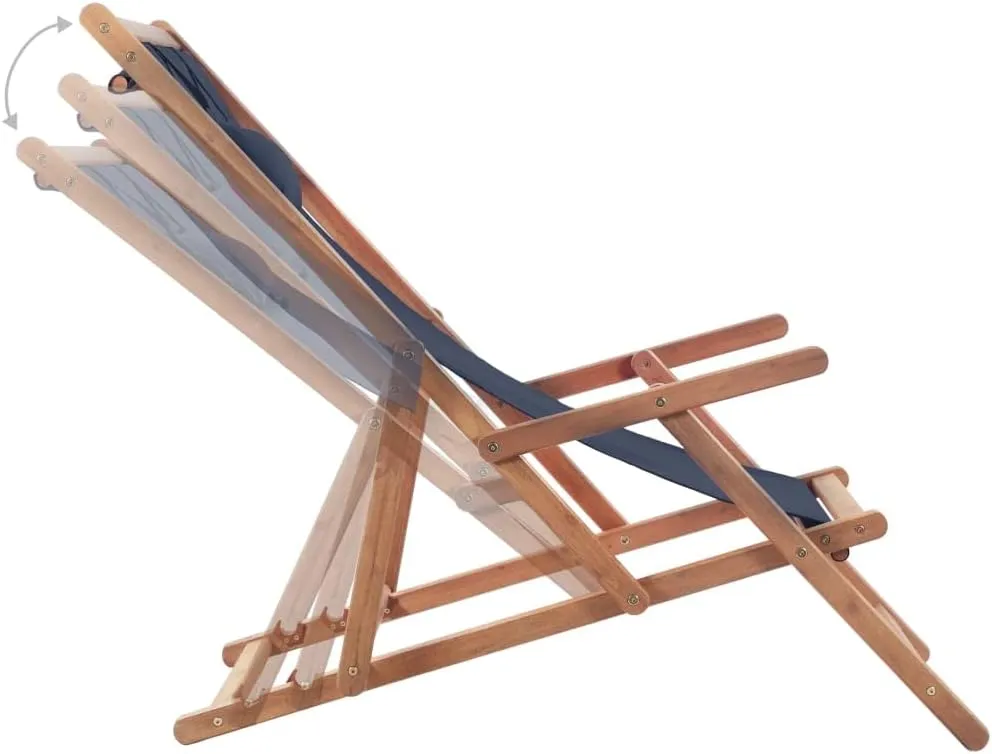 Folding Beach Chair, Outdoor Camping Chair Outdoor Seating Furniture Balcony Furniture for Backyard Balcony Beach Garden Fabric and Wooden Frame Blue