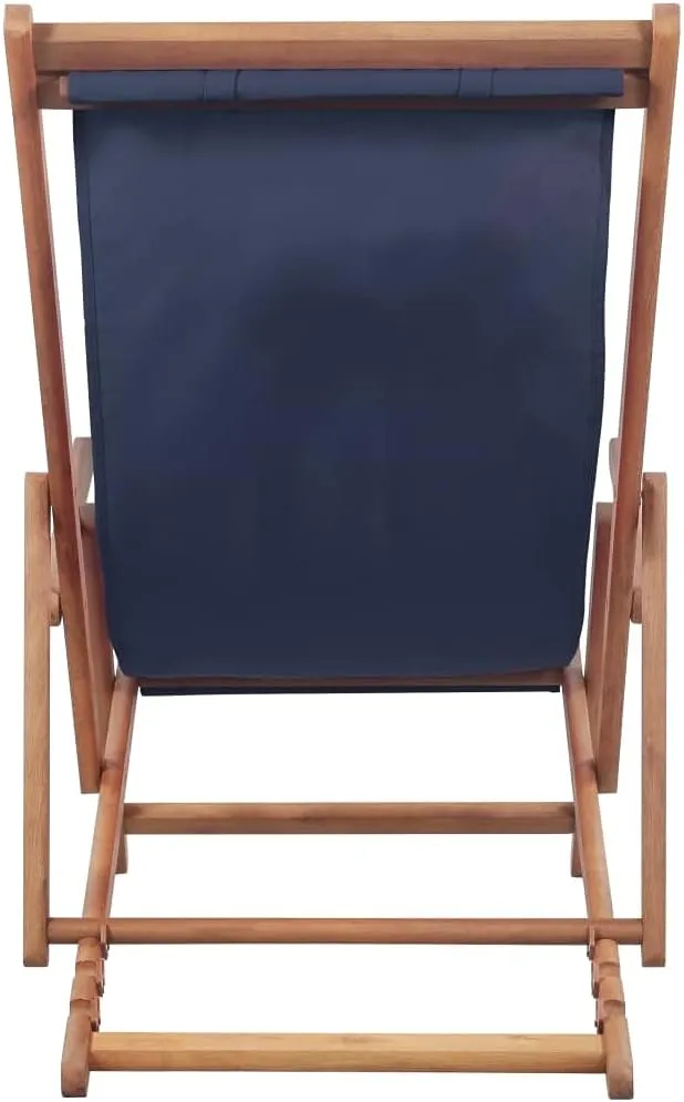 Folding Beach Chair, Outdoor Camping Chair Outdoor Seating Furniture Balcony Furniture for Backyard Balcony Beach Garden Fabric and Wooden Frame Blue