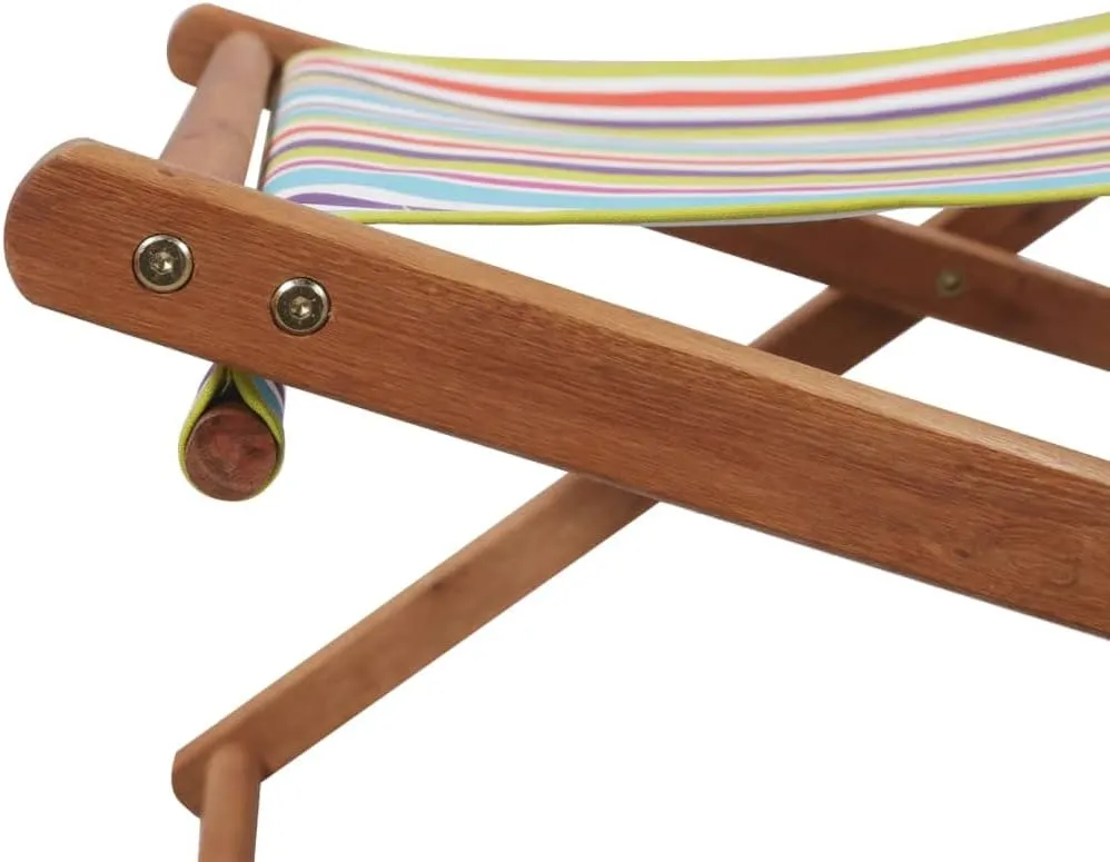 Folding Beach Chair with Sturdy Wooden Frame and Durable Fabric Multicolor 3-Position Reclining Foldable Lightweight for Outdoor Camping Garden Patio Balcony Beach and Tanning