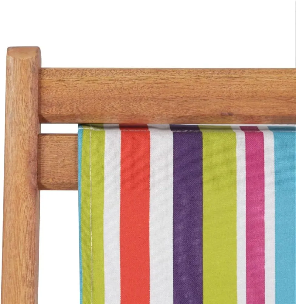 Folding Beach Chair with Sturdy Wooden Frame and Durable Fabric Multicolor 3-Position Reclining Foldable Lightweight for Outdoor Camping Garden Patio Balcony Beach and Tanning