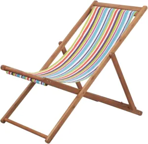 Folding Beach Chair with Sturdy Wooden Frame and Durable Fabric Multicolor 3-Position Reclining Foldable Lightweight for Outdoor Camping Garden Patio Balcony Beach and Tanning