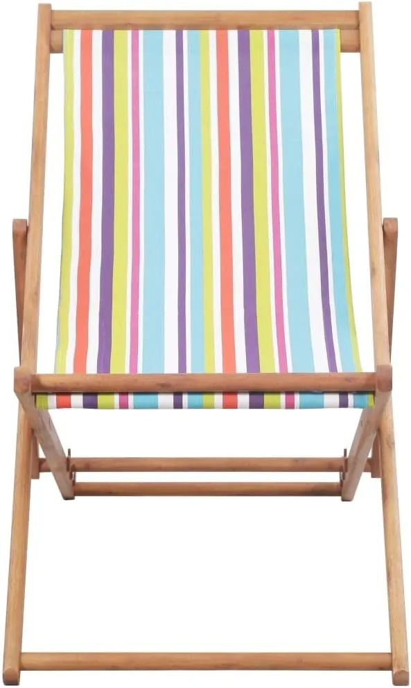 Folding Beach Chair with Sturdy Wooden Frame and Durable Fabric Multicolor 3-Position Reclining Foldable Lightweight for Outdoor Camping Garden Patio Balcony Beach and Tanning