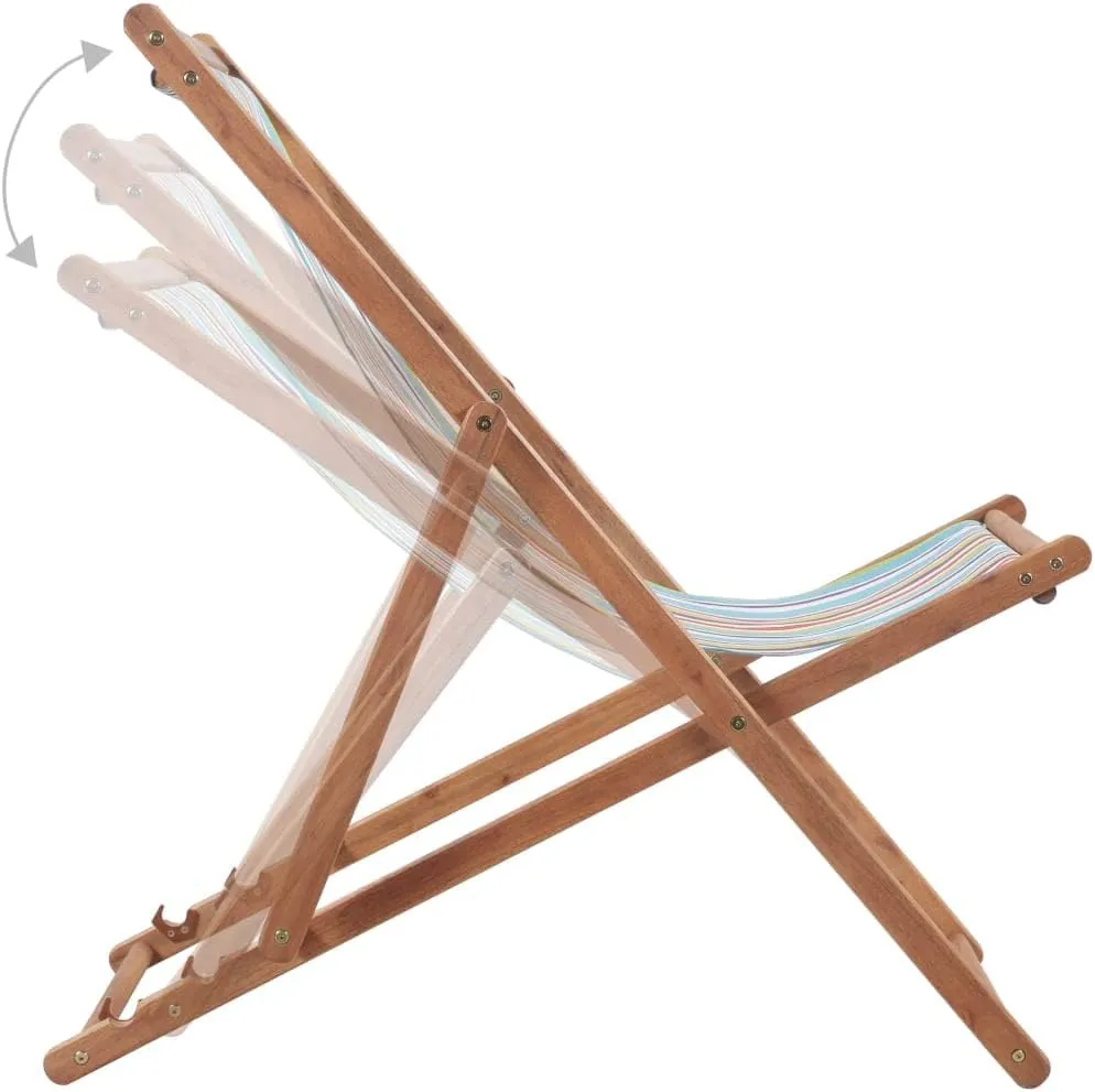 Folding Beach Chair with Sturdy Wooden Frame and Durable Fabric Multicolor 3-Position Reclining Foldable Lightweight for Outdoor Camping Garden Patio Balcony Beach and Tanning