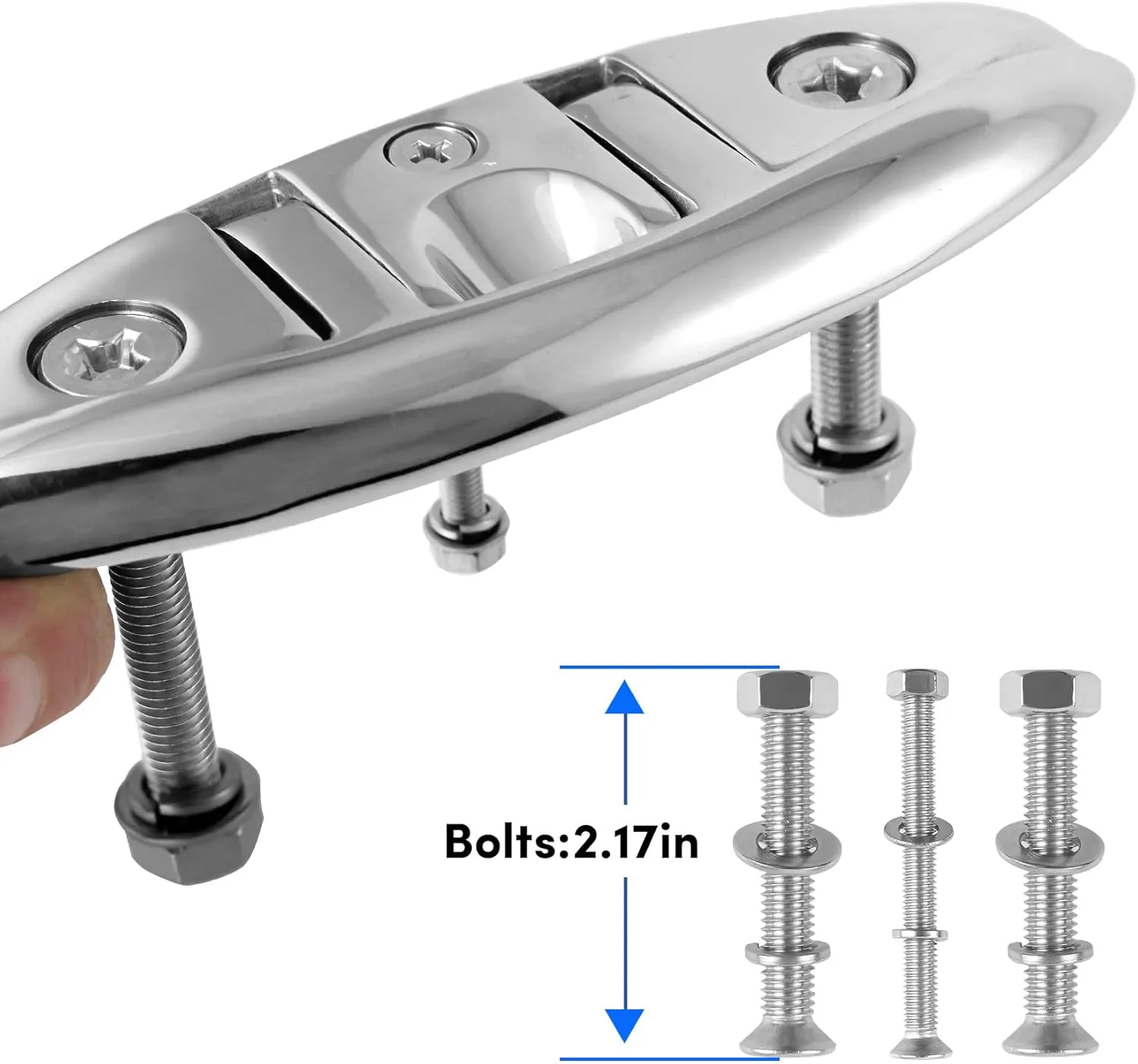 Folding Boat Cleats 5 inch and 6 inch (2 Sizes), 316 Stainless Steel Flip Up Dock Cleat for Deck and Boat, Dock Cleats Boat Dock Cleats Folding Cleat Rope Cleat Boat Cleat with Fasteners (2,4 Pack)