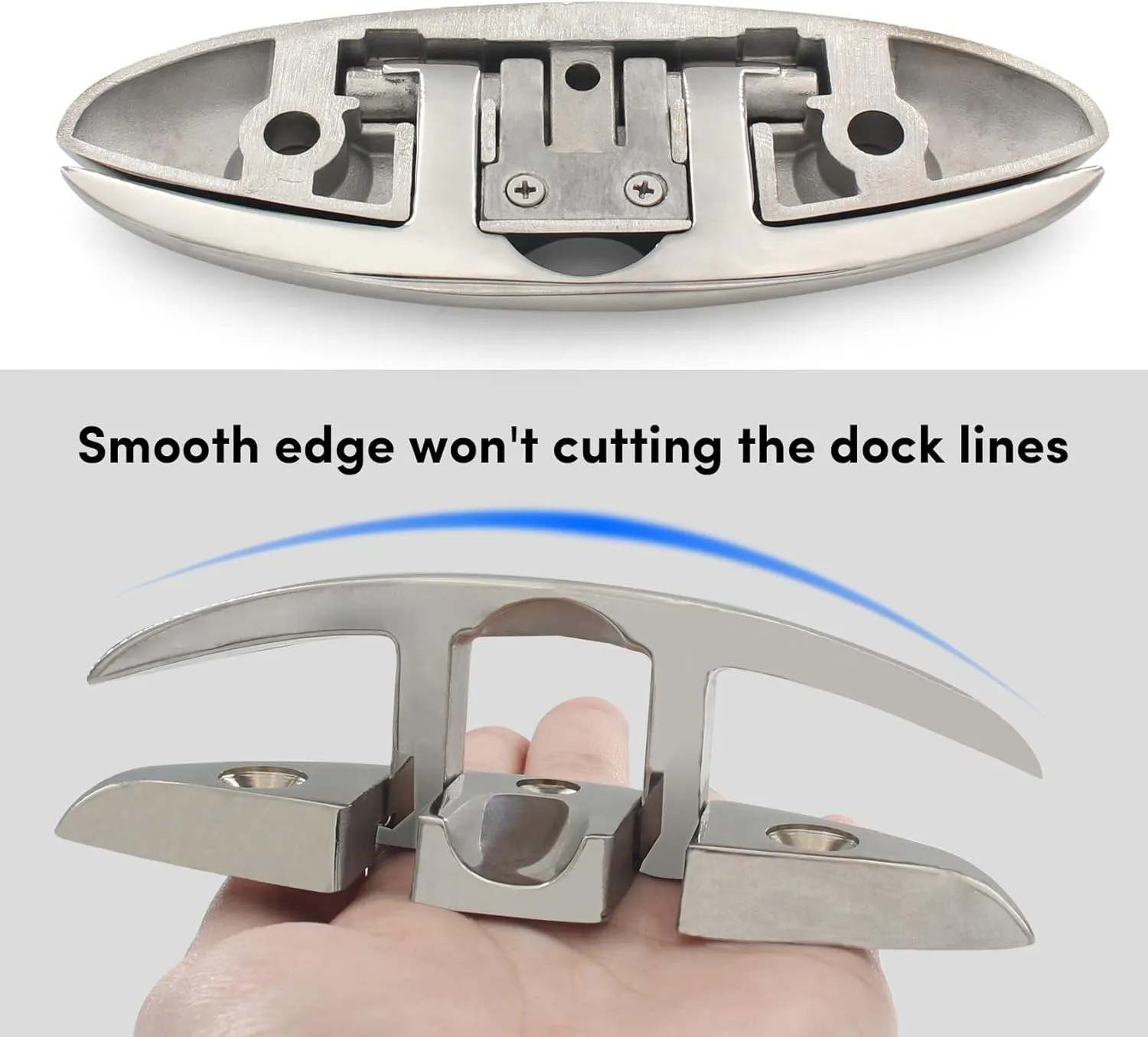 Folding Boat Cleats 5 inch and 6 inch (2 Sizes), 316 Stainless Steel Flip Up Dock Cleat for Deck and Boat, Dock Cleats Boat Dock Cleats Folding Cleat Rope Cleat Boat Cleat with Fasteners (2,4 Pack)