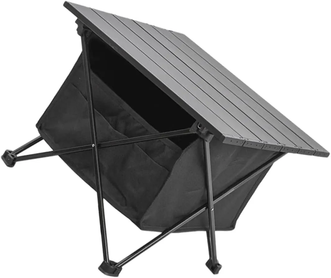 Folding Camping Beach Table Outdoor Storage Pouch Compact Picnic Desk for Barbecue Tailgate Easy Setup - Foot Pads for Outdoor Adventures