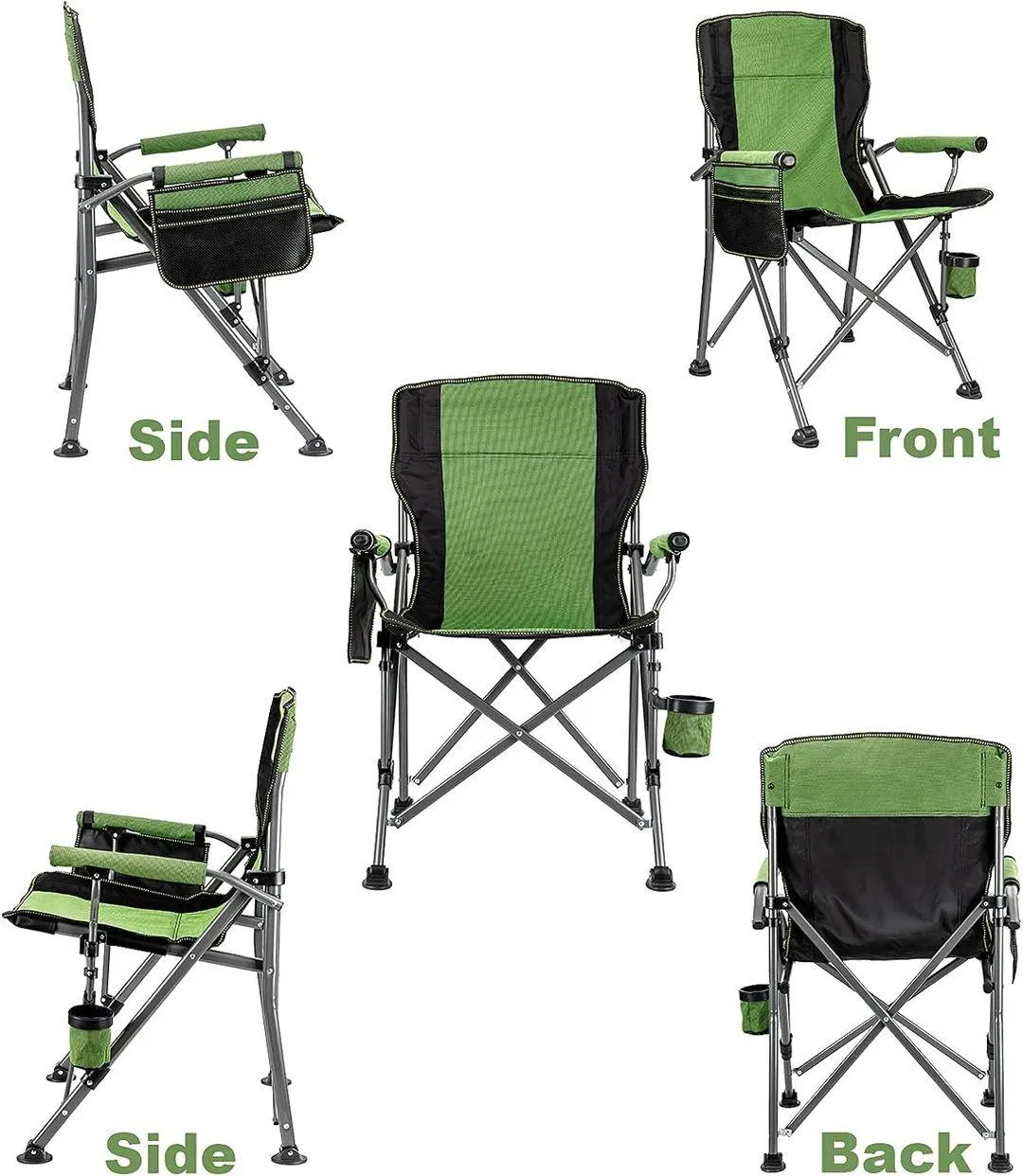Folding Camping Chair – Extra-Wide Lightweight Outdoor Chair with Armrests and Cup Holder (120kg Capacity)