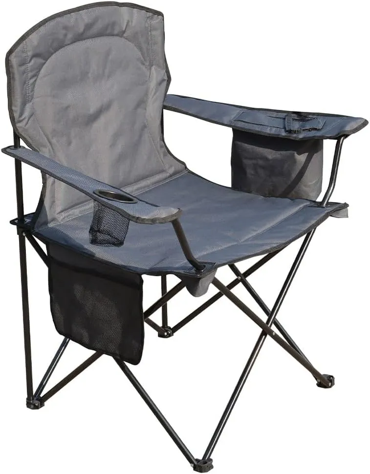 Folding Camping Chair with Cooler - Includes Cup Holder and Accessories Sleeve - Comes with Carry Bag for Easy Transport