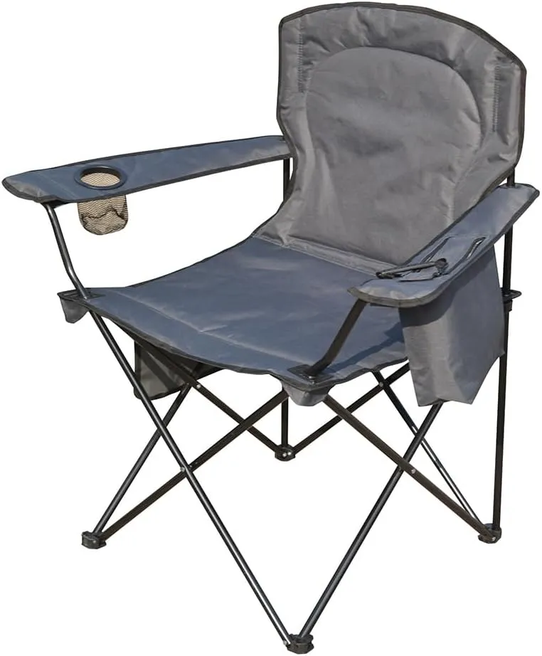 Folding Camping Chair with Cooler - Includes Cup Holder and Accessories Sleeve - Comes with Carry Bag for Easy Transport
