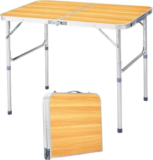 Folding Camping Table 3ft Portable Picnic Table Aluminum Foldable Small Card Table with Carry Handle for Outdoor Indoor Hiking Camp BBQ Beach (Yellow)