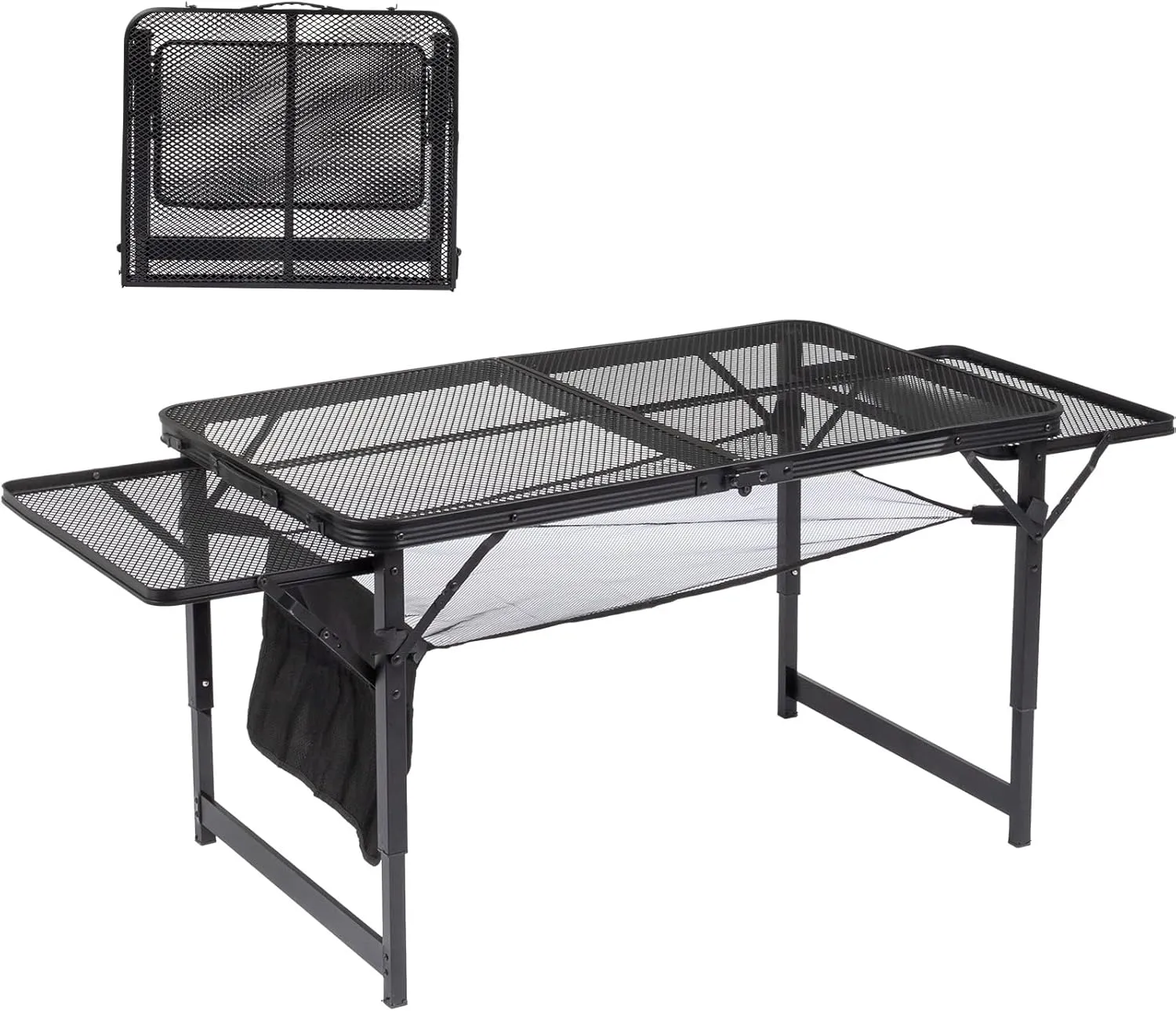 Folding Camping Table Adjutable Height Aluminum Camp Table Organizer Lightweight Portable Table for Outdoor Picnic Beach Cooking Backyards BBQ, 4.7 ft Folding Grill Table, Portable Grill Stand Table
