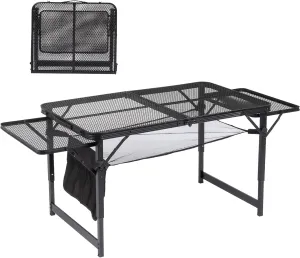Folding Camping Table Adjutable Height Aluminum Camp Table Organizer Lightweight Portable Table for Outdoor Picnic Beach Cooking Backyards BBQ, 4.7 ft Folding Grill Table, Portable Grill Stand Table