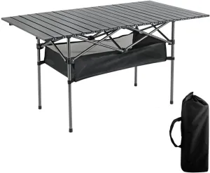 Folding Camping Table, Aluminum roll up Table with Easy to Carry Outdoor Bag, Sturdy and Stable Black